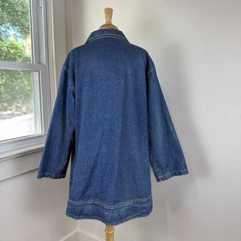 Vintage Denim Duffle Coat | USA Made, Wood Toggle 100% Cotton Jean Jacket - Picture 4 of 12